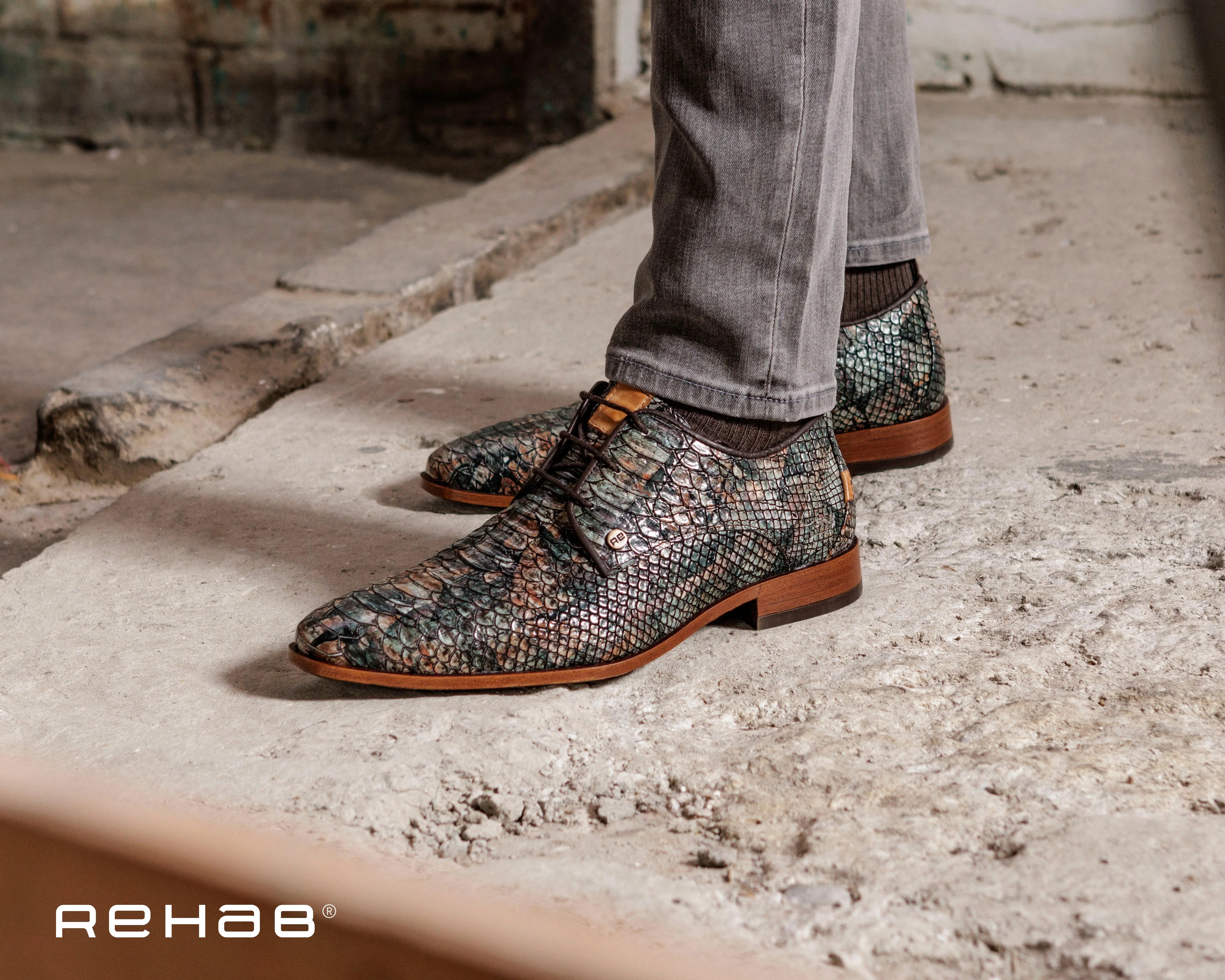 Greg Pieces | Bruin-grijze nette schoenen REHAB Footwear