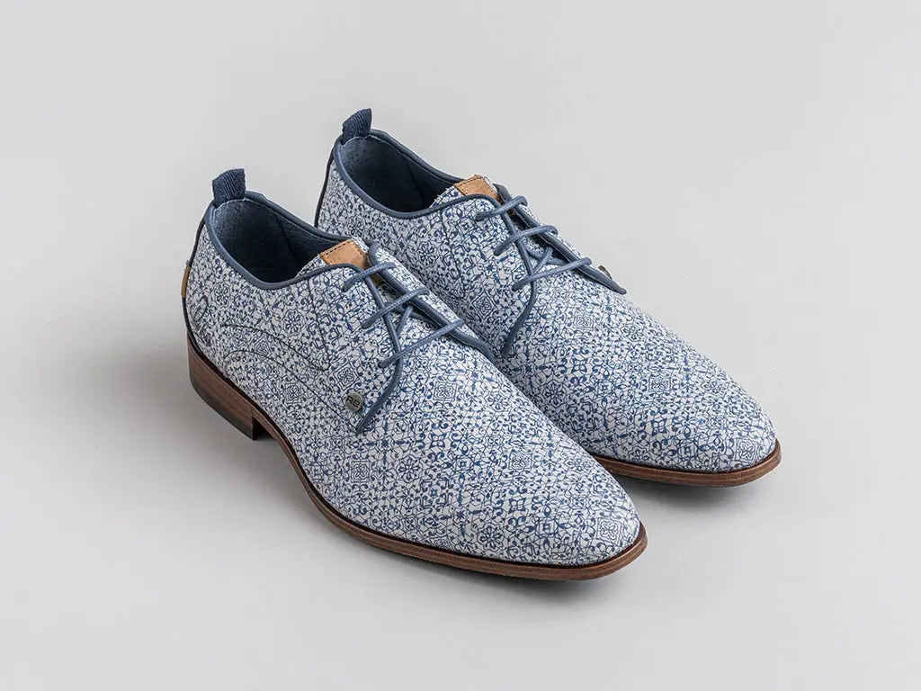 Greg Tile Delft | Blauw-witte nette schoen REHAB Footwear
